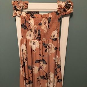 Off the shoulder Pink dress with Flowers